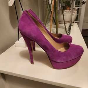 Aldo women's shoes size 38(7.5) leather suede platform 5.5 inch heels lavender